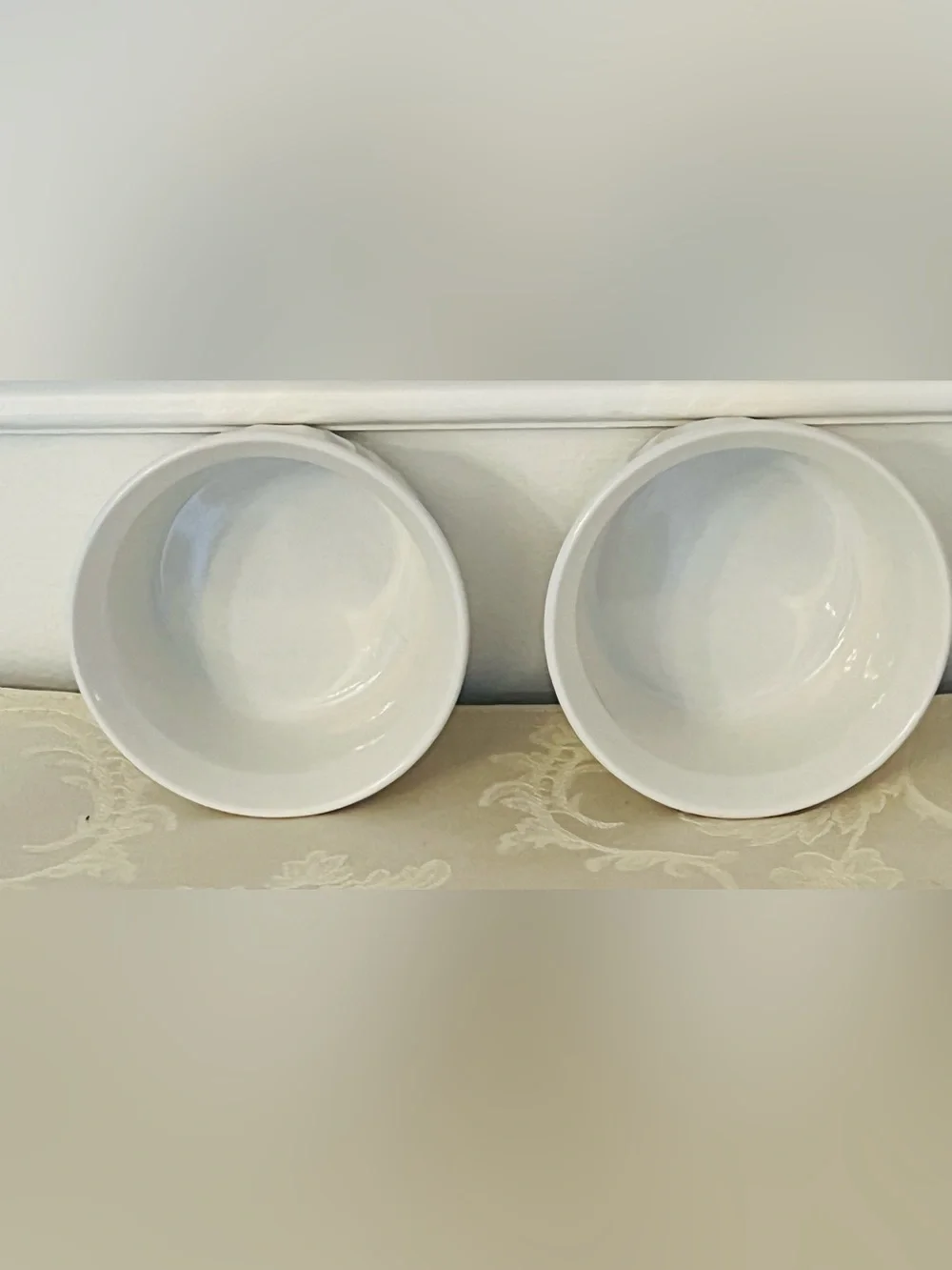 CorningWare French White Ramekins Set 2 Ribbed 7 oz Cups-EUC